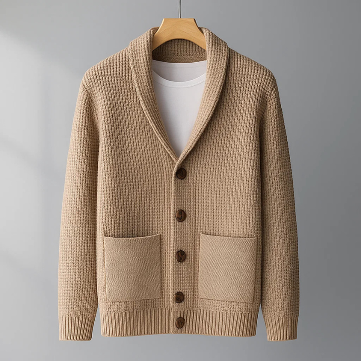 Tharvion | Homme Gilet en Maille Col Châle - Light Blue - Image 3