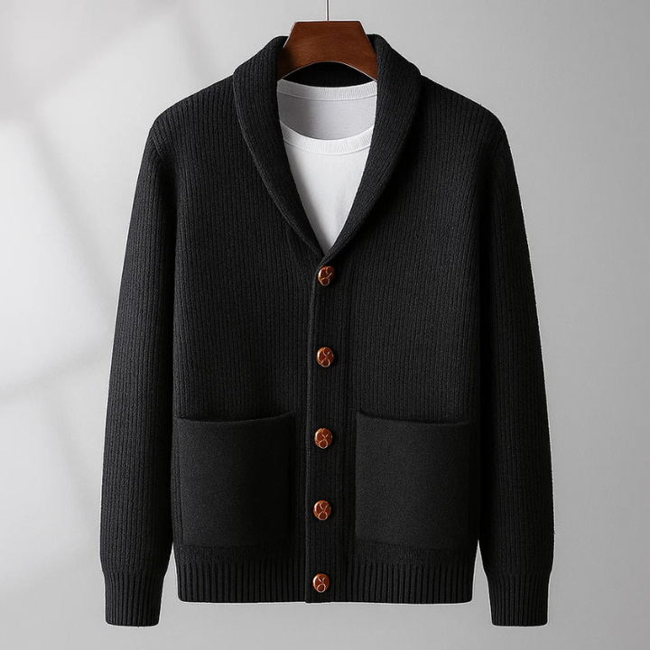Tharvion | Homme Gilet en Maille Col Châle - Light Blue - Image 4