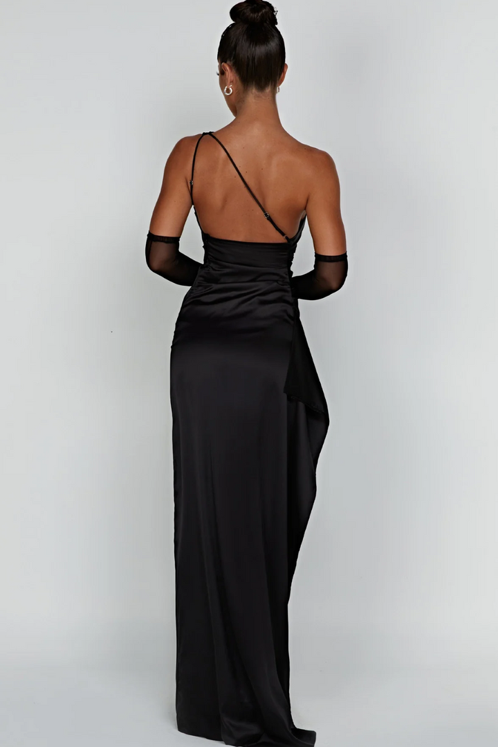 Thaïs | Robe Femme Longue Satinée Une Épaule - Hot Pink - Image 14