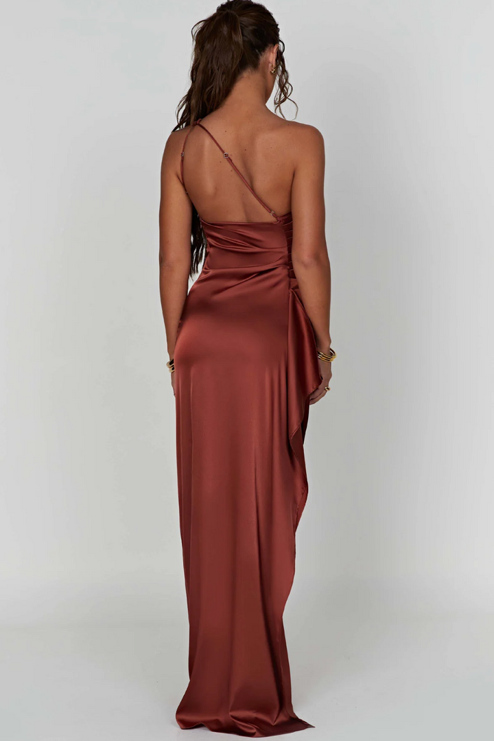 Thaïs | Robe Femme Longue Satinée Une Épaule - Hot Pink - Image 20