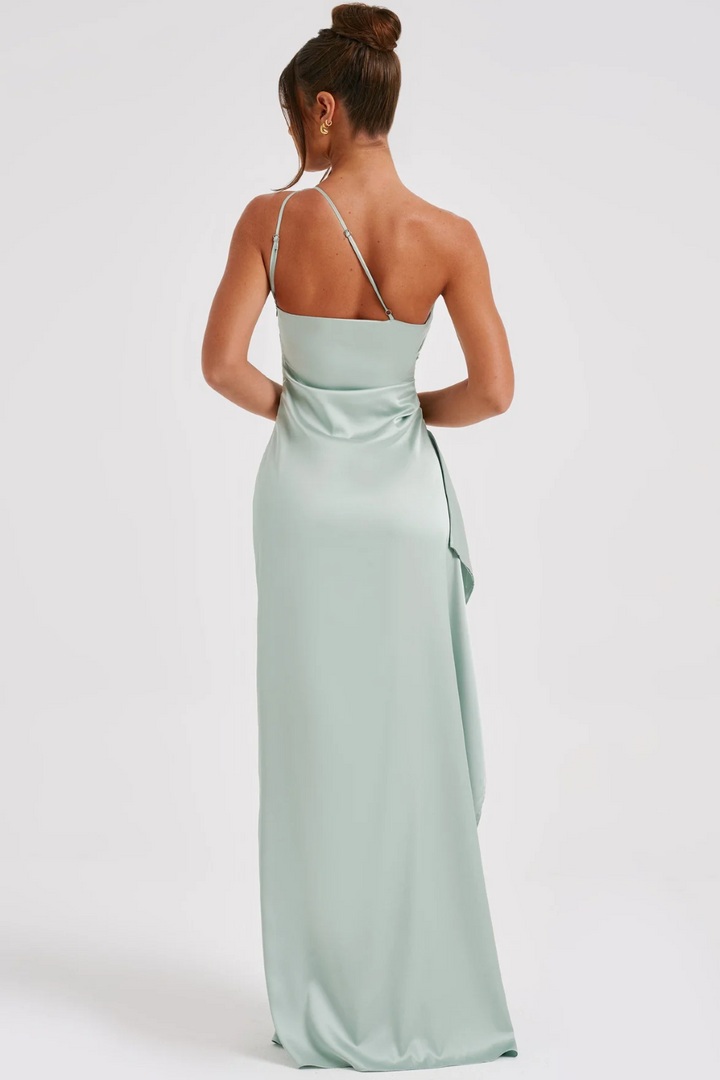 Thaïs | Robe Femme Longue Satinée Une Épaule - Hot Pink - Image 23