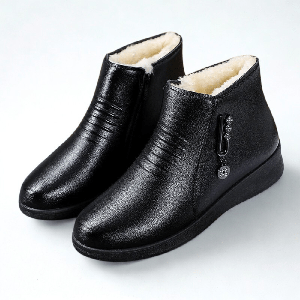 Thavelle | Femme Bottines Fourrées Hiver Zippées - Black - Image 1