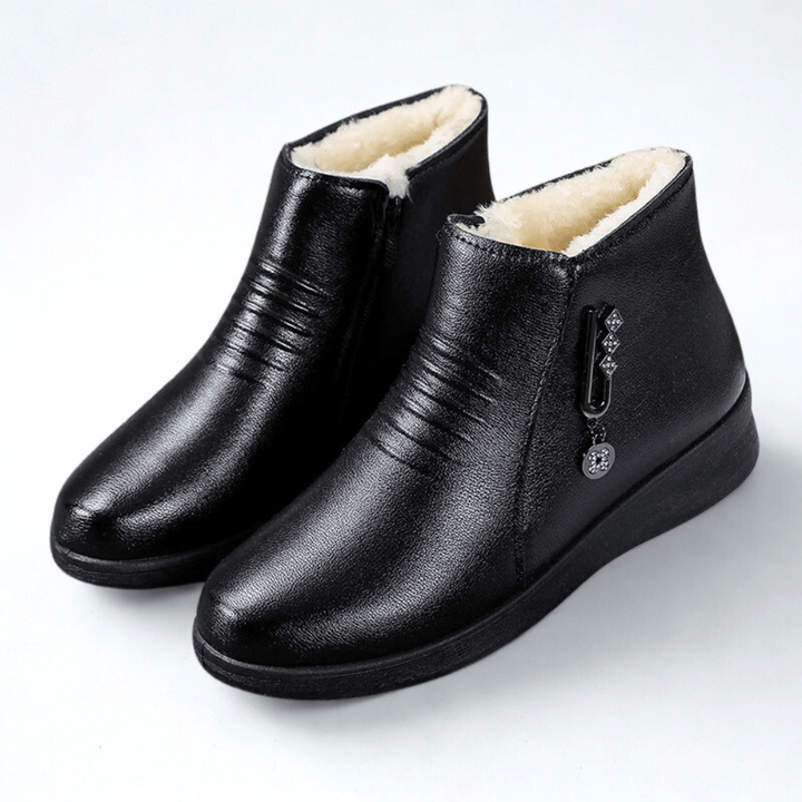 Thavelle | Femme Bottines Fourrées Hiver Zippées - Black - Image 1