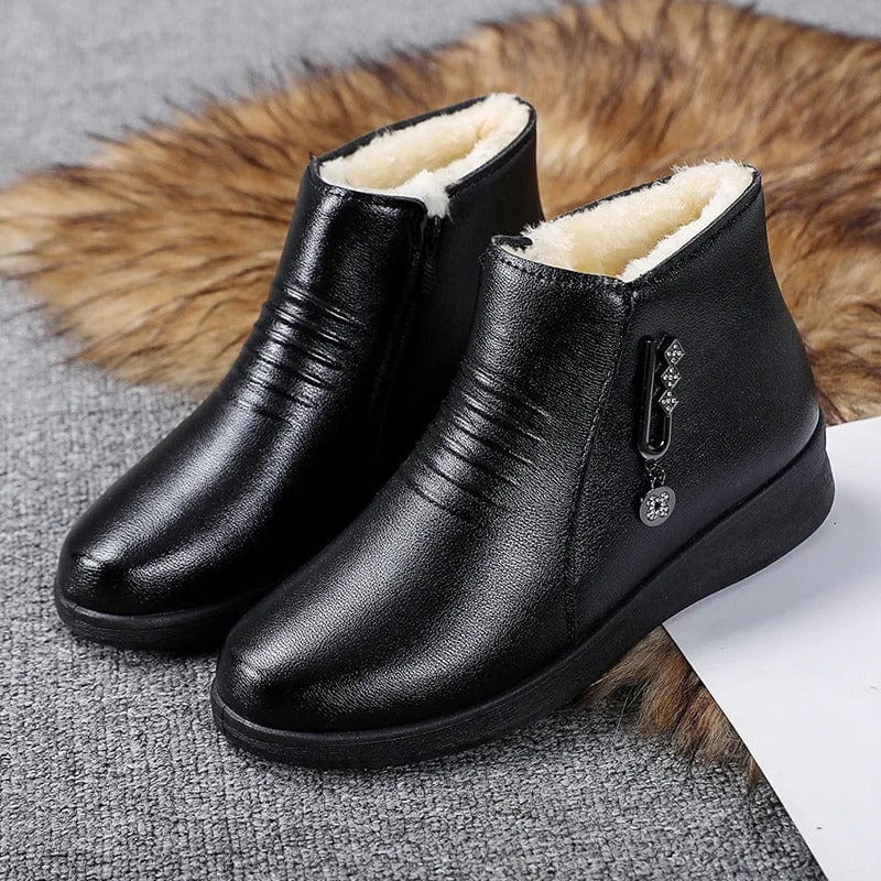 Thavelle | Femme Bottines Fourrées Hiver Zippées - Black - Image 2