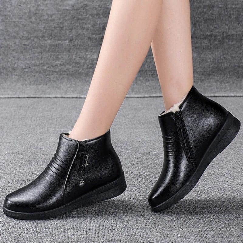 Thavelle | Femme Bottines Fourrées Hiver Zippées - Black - Image 3