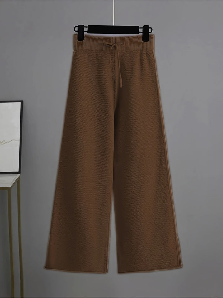 Théavelle | Femme Ensemble Tricot Pull Pantalon Large - Beige - Image 7