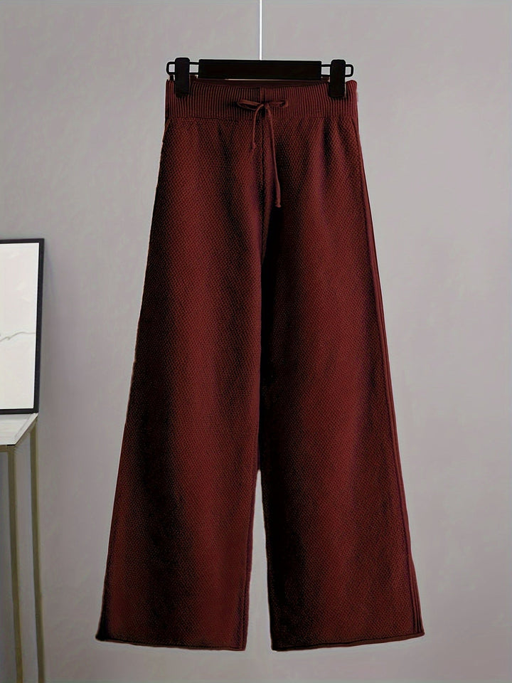Théavelle | Femme Ensemble Tricot Pull Pantalon Large - Beige - Image 8