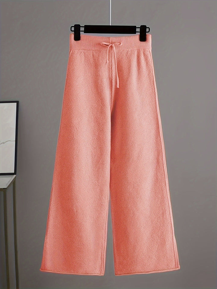 Théavelle | Femme Ensemble Tricot Pull Pantalon Large - Beige - Image 9