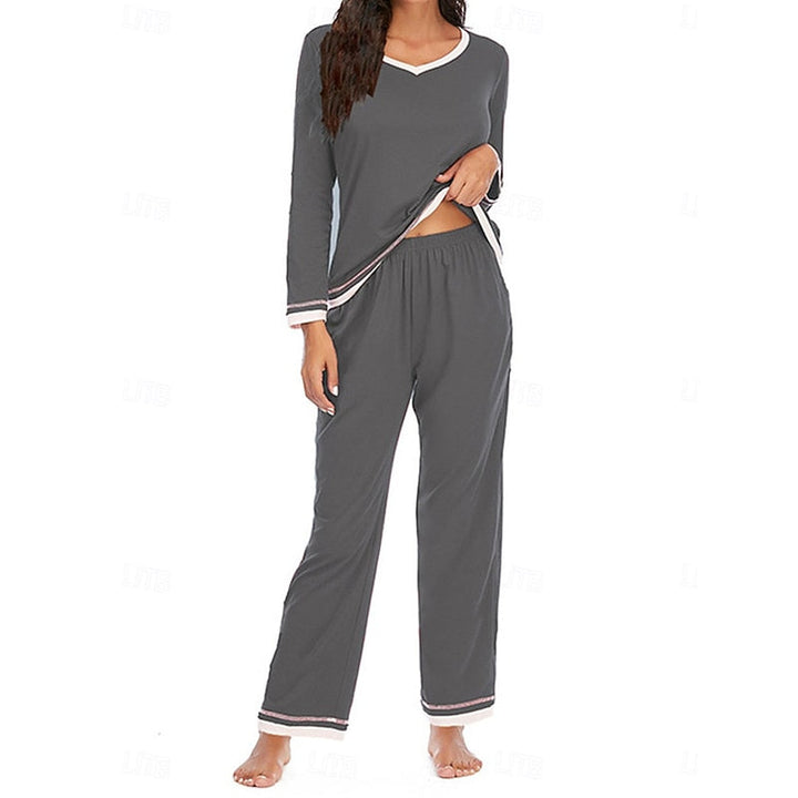 Théavyne | Femme Ensemble Pyjama Manches Longues - Burgundy - Image 11