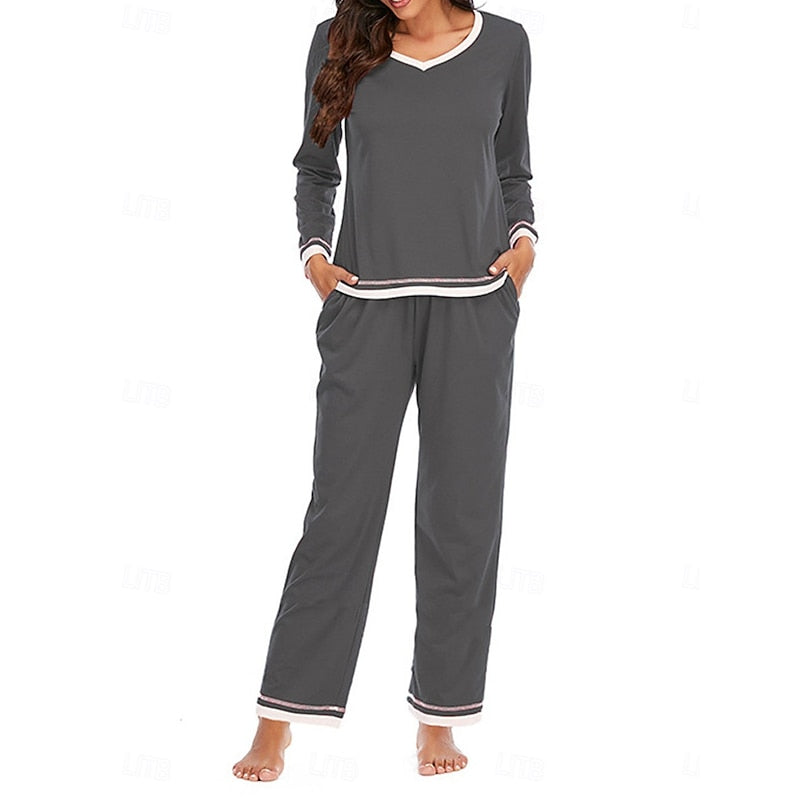 Théavyne | Femme Ensemble Pyjama Manches Longues - Burgundy - Image 12