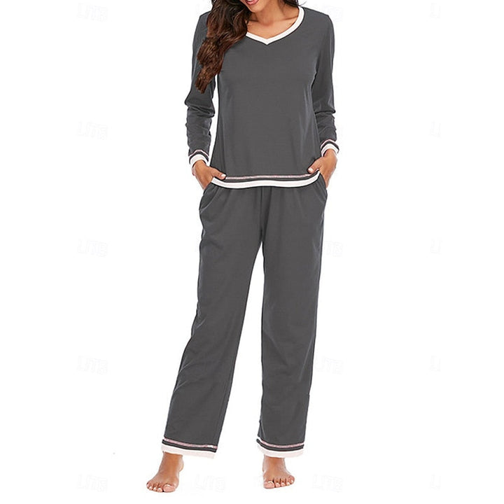Théavyne | Femme Ensemble Pyjama Manches Longues - Burgundy - Image 12