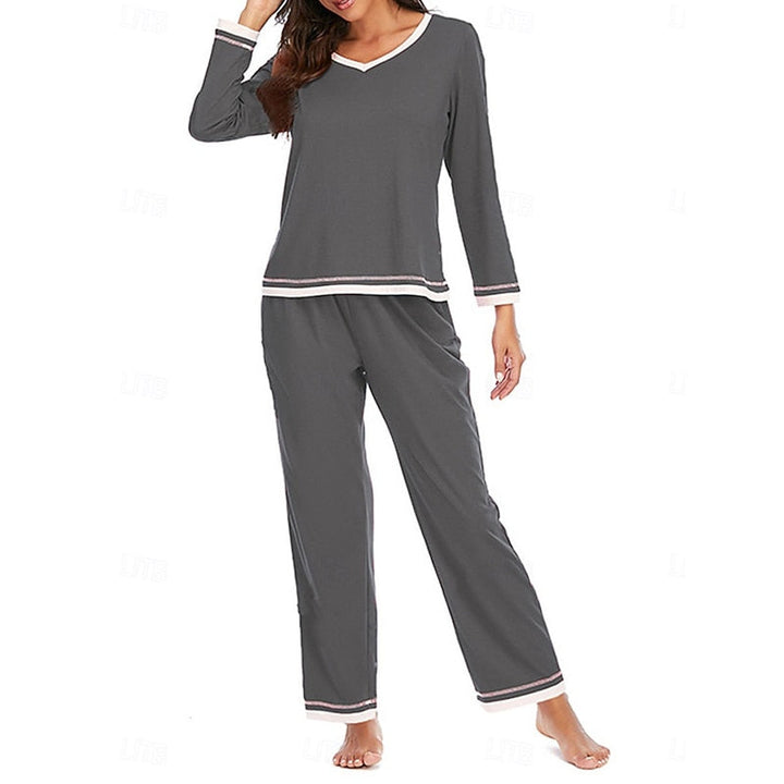 Théavyne | Femme Ensemble Pyjama Manches Longues - Burgundy - Image 13
