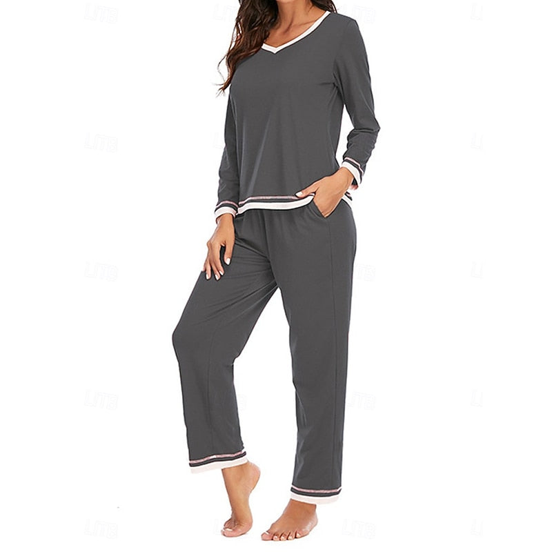 Théavyne | Femme Ensemble Pyjama Manches Longues - Burgundy - Image 14