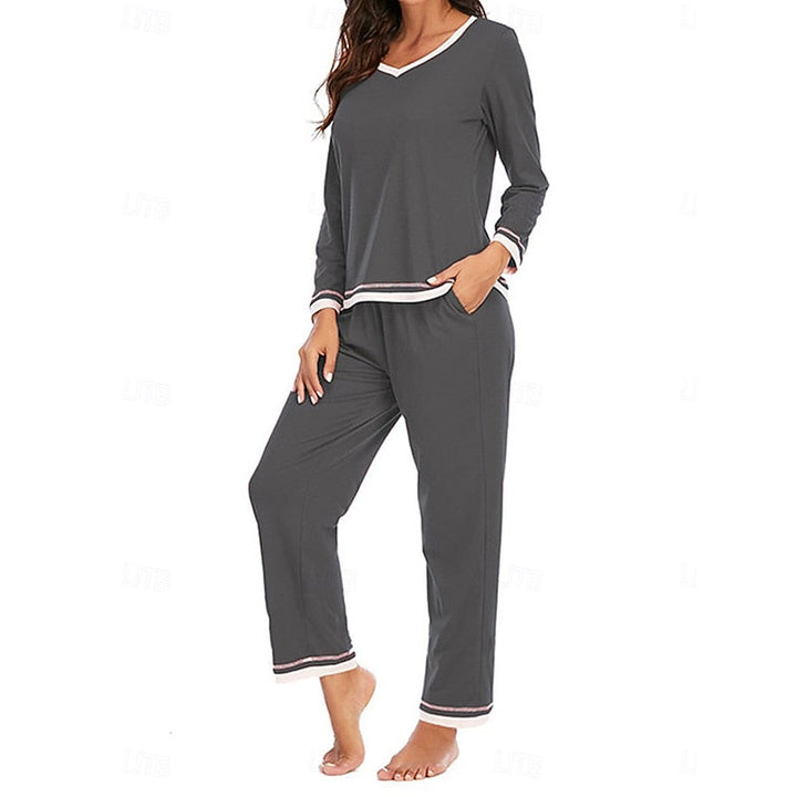 Théavyne | Femme Ensemble Pyjama Manches Longues - Burgundy - Image 14