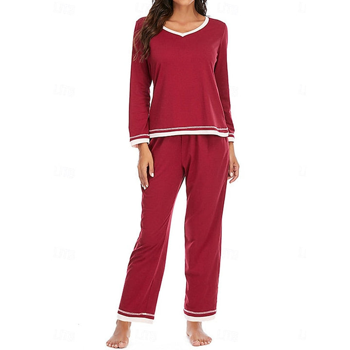 Théavyne | Femme Ensemble Pyjama Manches Longues - Burgundy - Image 5