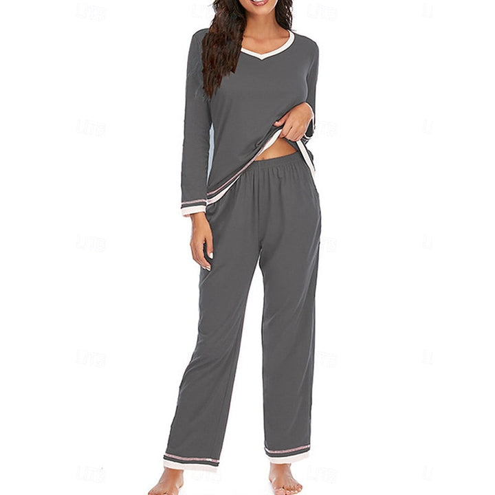 Théavyne | Femme Ensemble Pyjama Manches Longues - Burgundy - Image 9