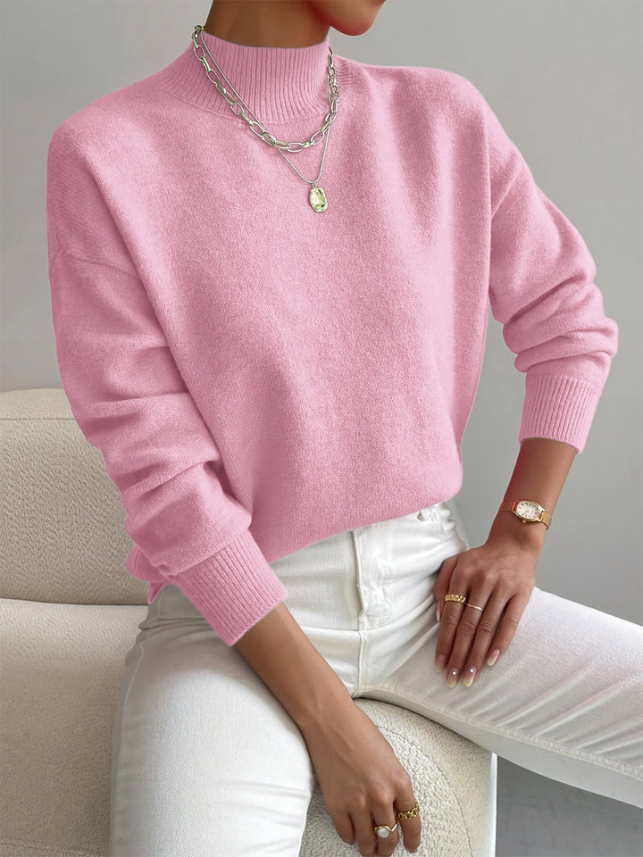 Thelvande | Pull Femme Col Montant Manches Longues - White - Image 2