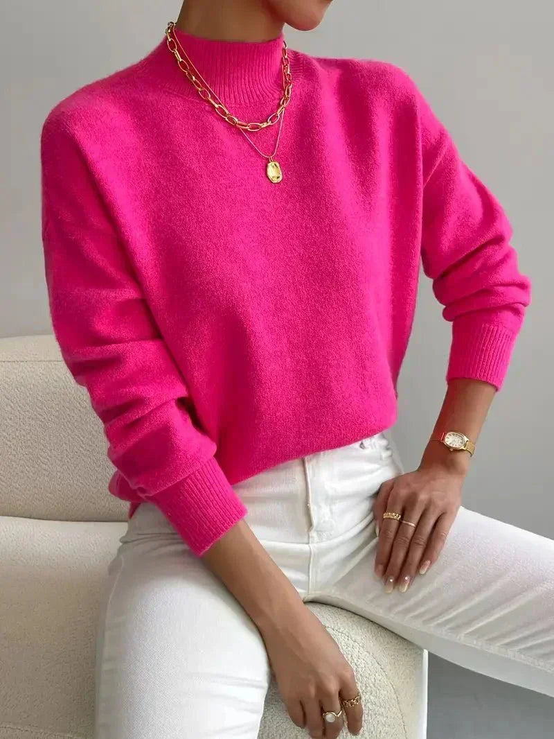 Thelvande | Pull Femme Col Montant Manches Longues - White - Image 6
