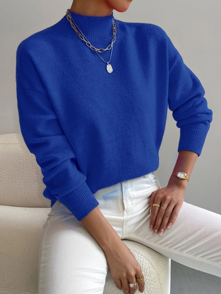 Thelvande | Pull Femme Col Montant Manches Longues - White - Image 7