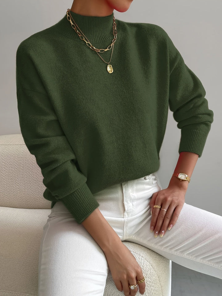 Thelvande | Pull Femme Col Montant Manches Longues - White - Image 8