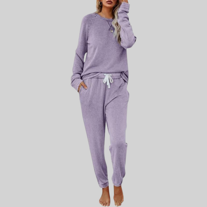 Thelvane | Ensemble Pyjama Femme Manches Longues - Taupe - Image 3