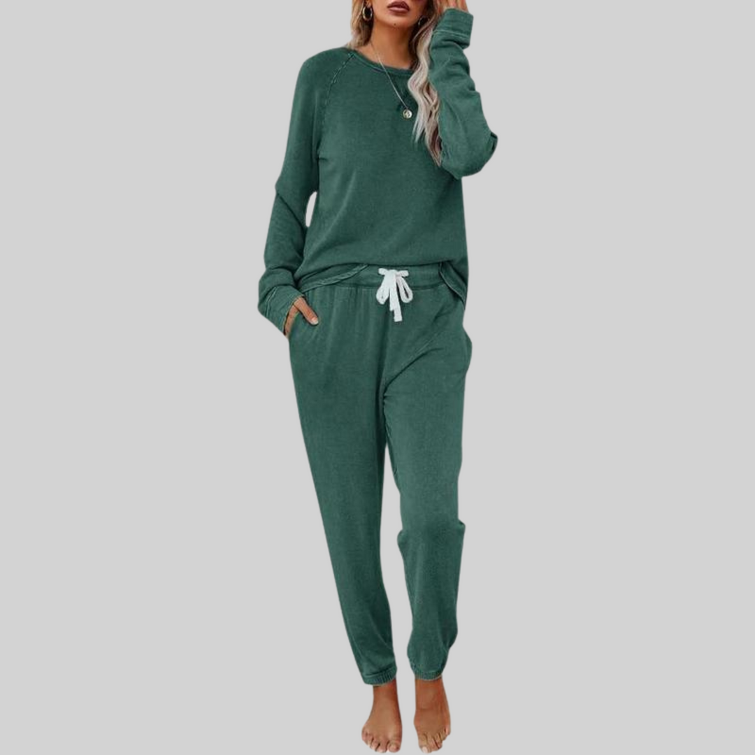 Thelvane | Ensemble Pyjama Femme Manches Longues - Taupe - Image 4