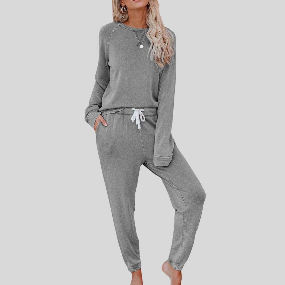 Thelvane | Ensemble Pyjama Femme Manches Longues - Taupe - Image 8