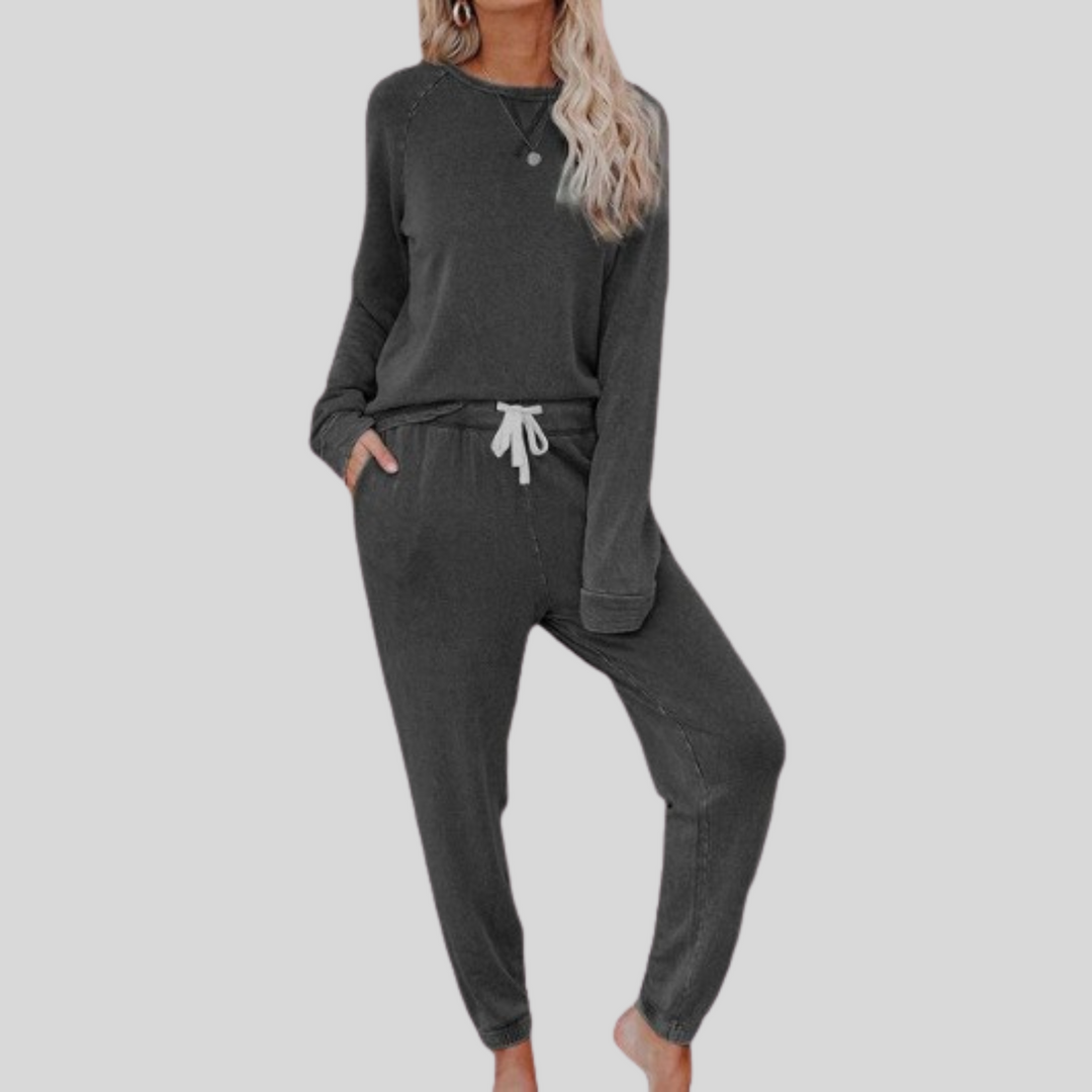 Thelvane | Ensemble Pyjama Femme Manches Longues - Taupe - Image 9