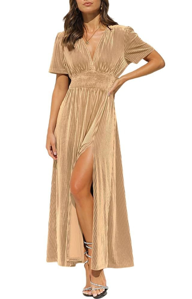Thelvire | Femme Robe de Soirée Velours Maxi - Black - Image 3