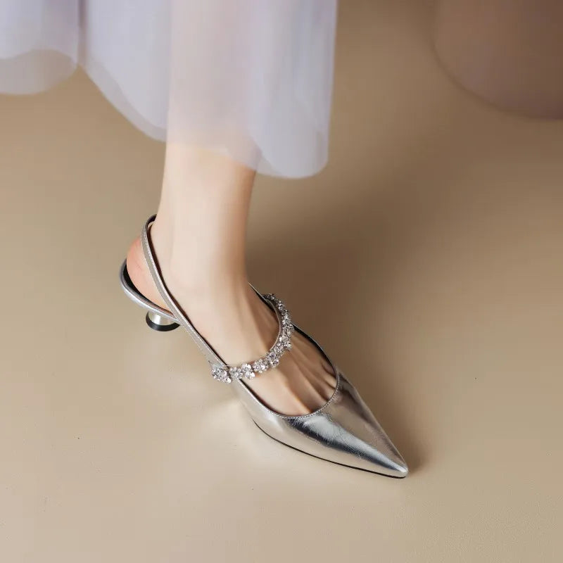 Thessadora | Women's Pointed Toe Slingback Heels - Image 2