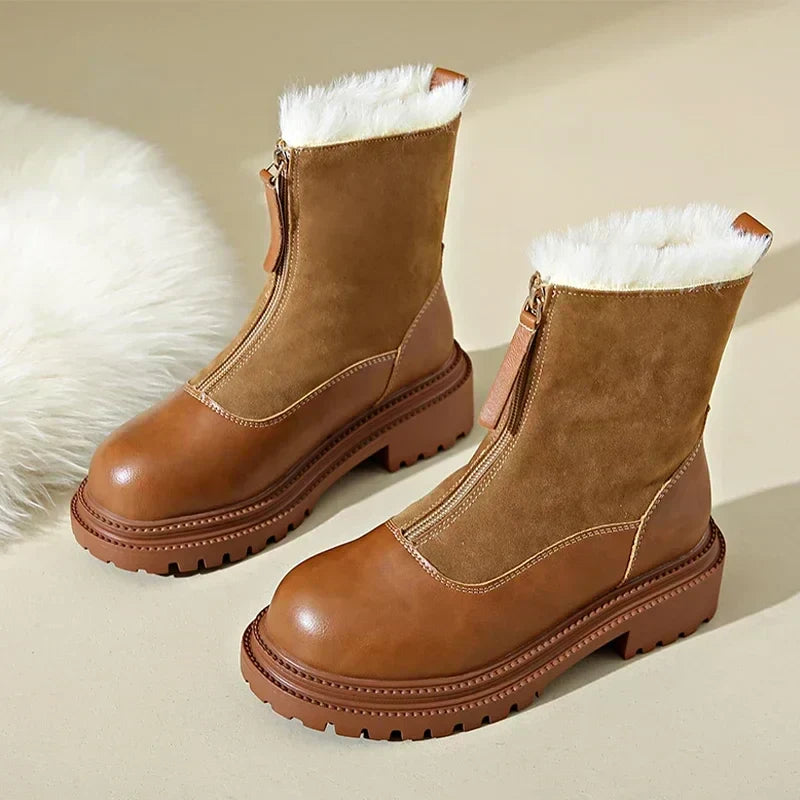 Wilvane | Femme Bottines Fourrure Hiver Zip - Brown - Image 4