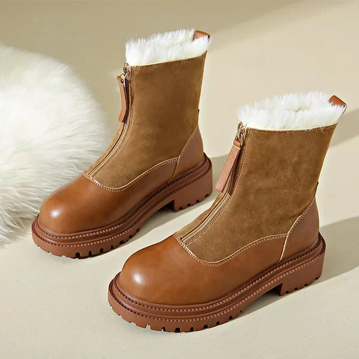 Wilvane | Femme Bottines Fourrure Hiver Zip - Brown - Image 4