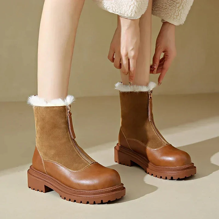 Wilvane | Femme Bottines Fourrure Hiver Zip - Brown - Image 6