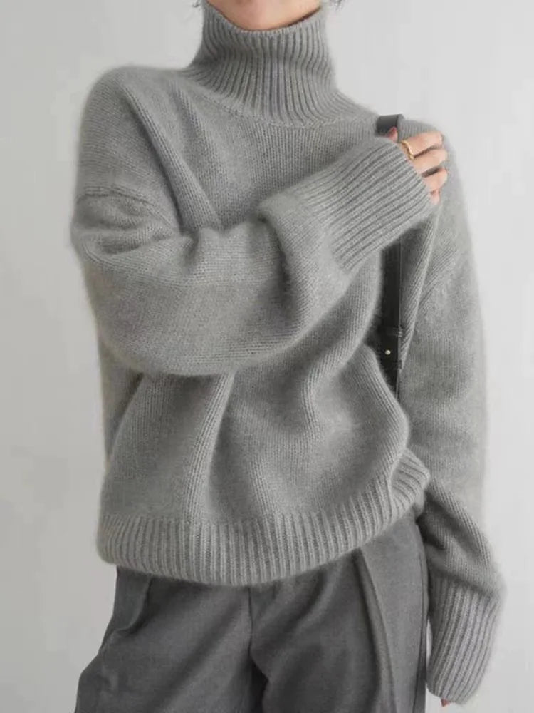Thessaly | Women's Mock Turtleneck Long Sleeve Sweater - Image 2