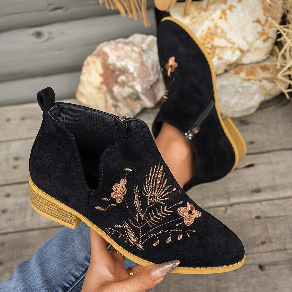 Halvinde | Femme Bottines Brodées Talon Bas — vue 2