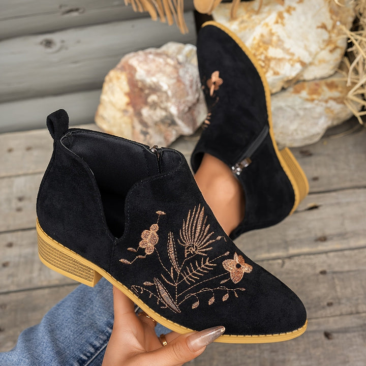 Halvinde | Femme Bottines Brodées Talon Bas — vue 2
