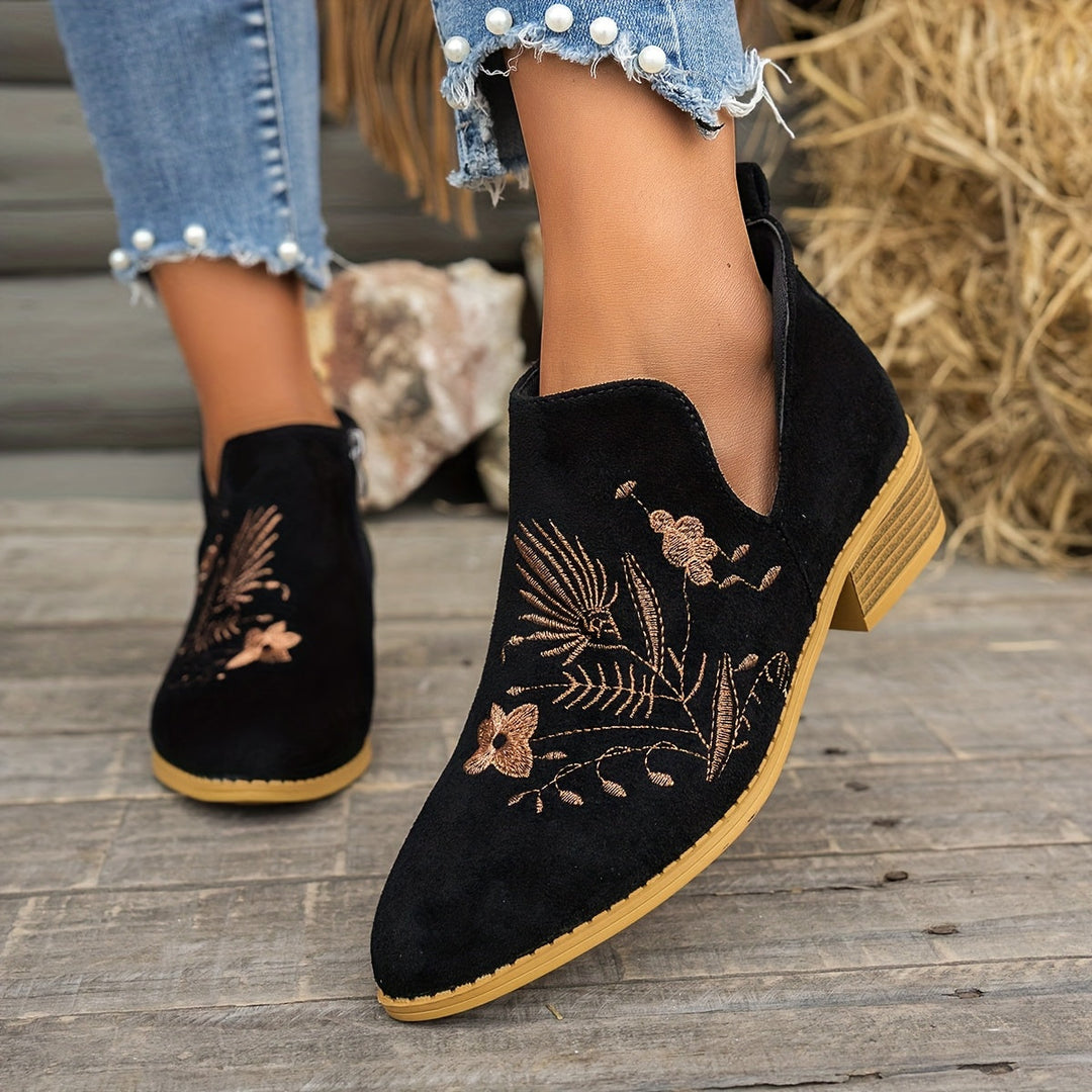 Halvinde | Femme Bottines Brodées Talon Bas — vue 3