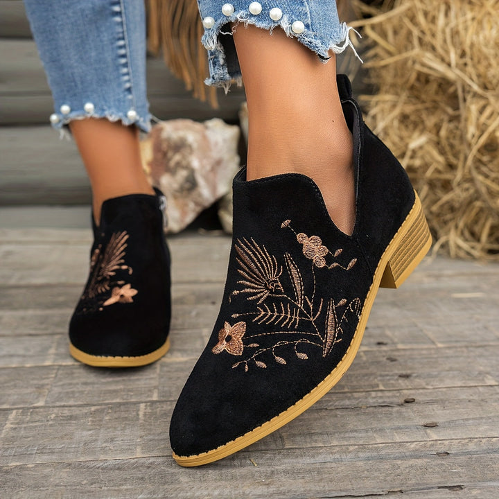 Halvinde | Femme Bottines Brodées Talon Bas — vue 3