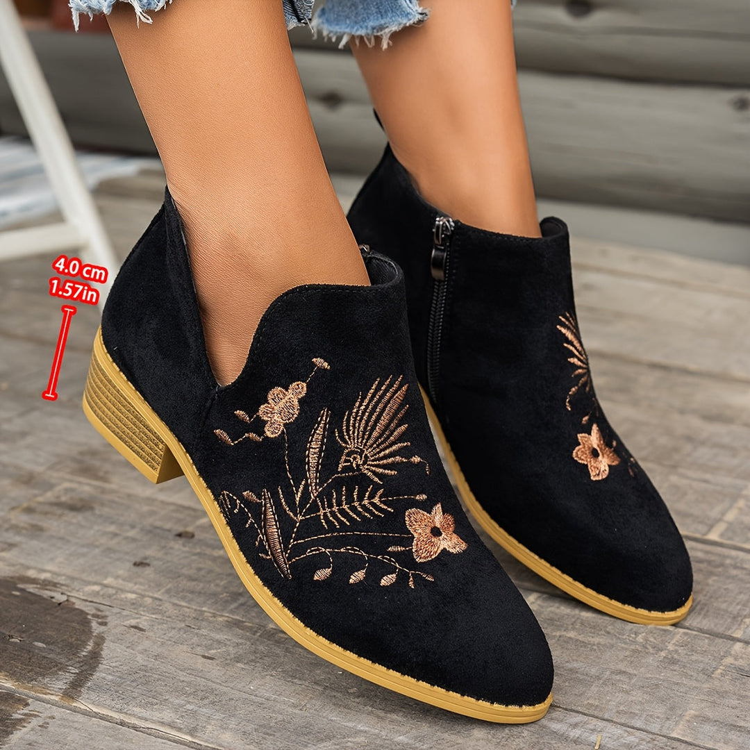 Halvinde | Femme Bottines Brodées Talon Bas — vue 4