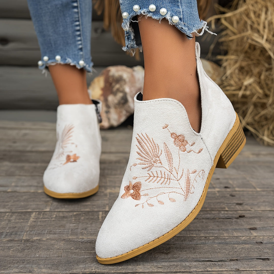 Halvinde | Femme Bottines Brodées Talon Bas — vue 7