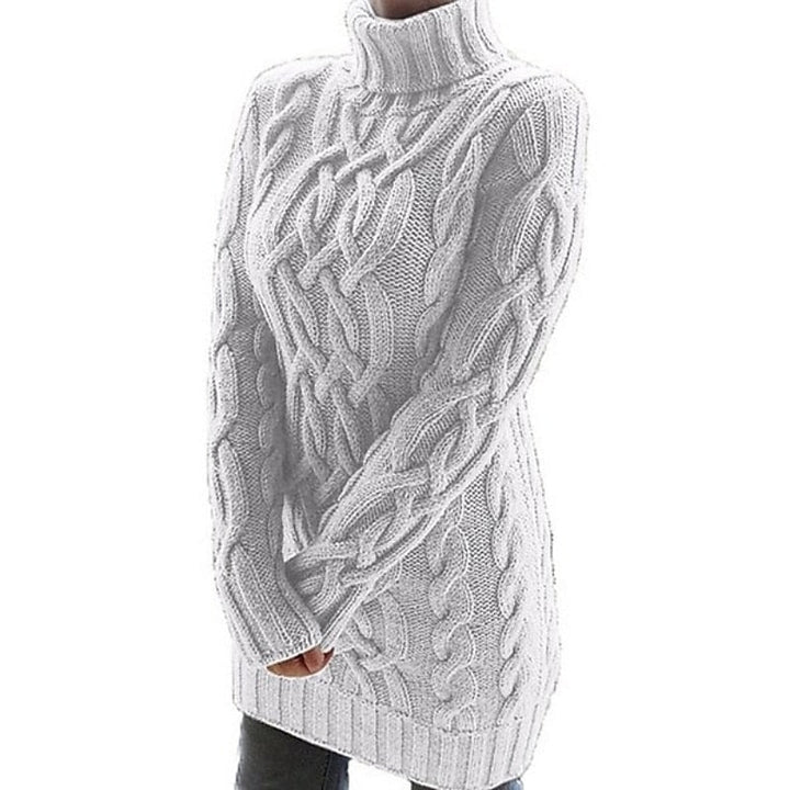 Thélvire | Femme Robe Pull Col Roulé Torsadé - Lilac - Image 5