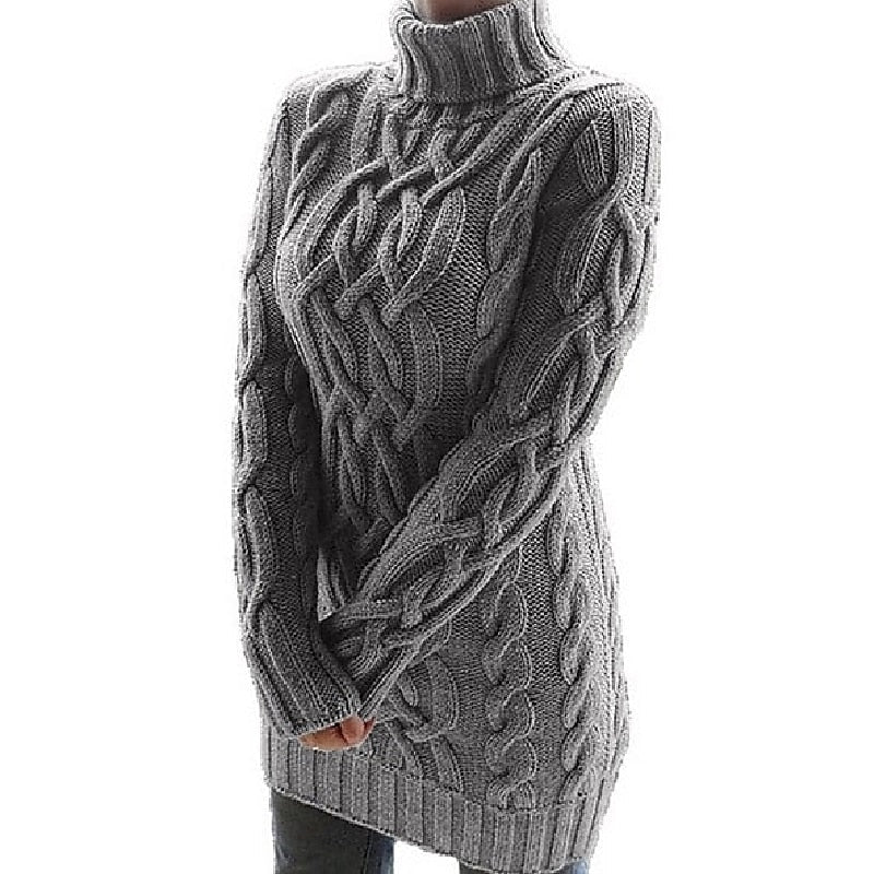Thélvire | Femme Robe Pull Col Roulé Torsadé - Lilac - Image 6
