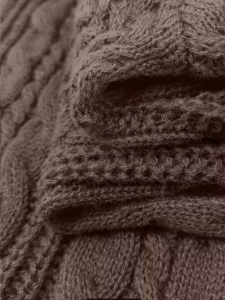 Thélvorde | Femme Robe Pull Capuche Torsadée - Dark Grey - Image 7