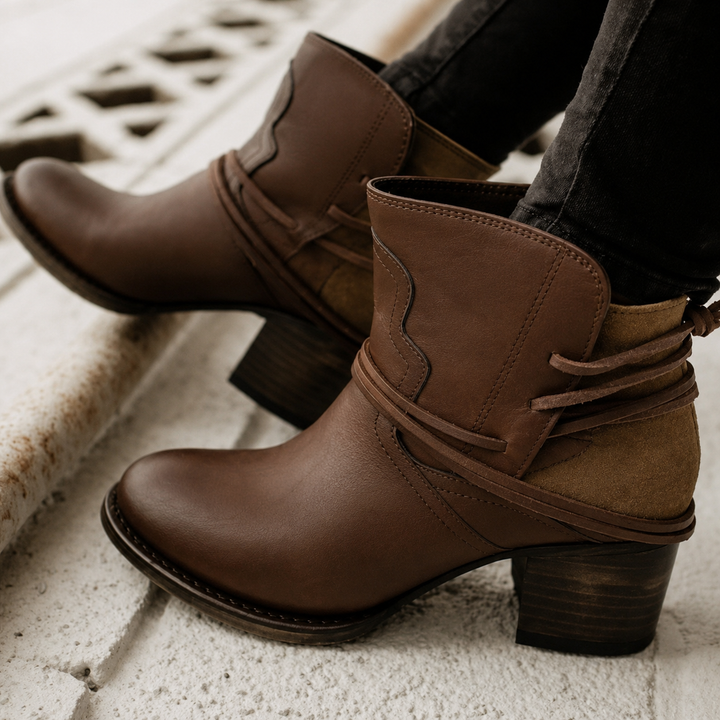 Tholviane | Femme Bottines Talon Bloc Lacets Western - Image 3