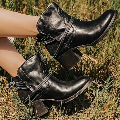 Tholviane | Femme Bottines Talon Bloc Lacets Western - Image 4