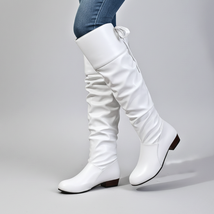 Tholvïne | Femme Bottes Cuissardes Plates Froncées - Image 4