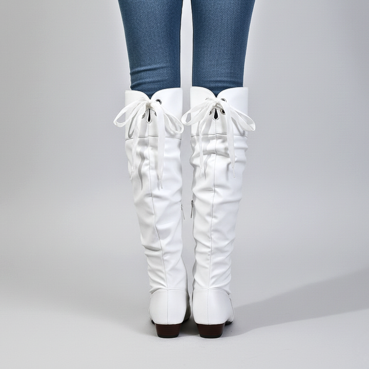 Tholvïne | Femme Bottes Cuissardes Plates Froncées - Image 5