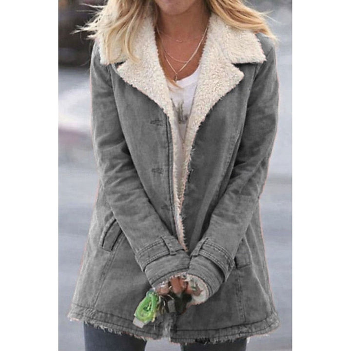 Thovaine | Femme Manteau Doublure Sherpa Hiver - Grey - Image 1