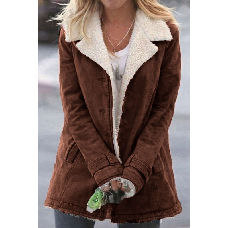 Thovaine | Femme Manteau Doublure Sherpa Hiver - Grey - Image 3