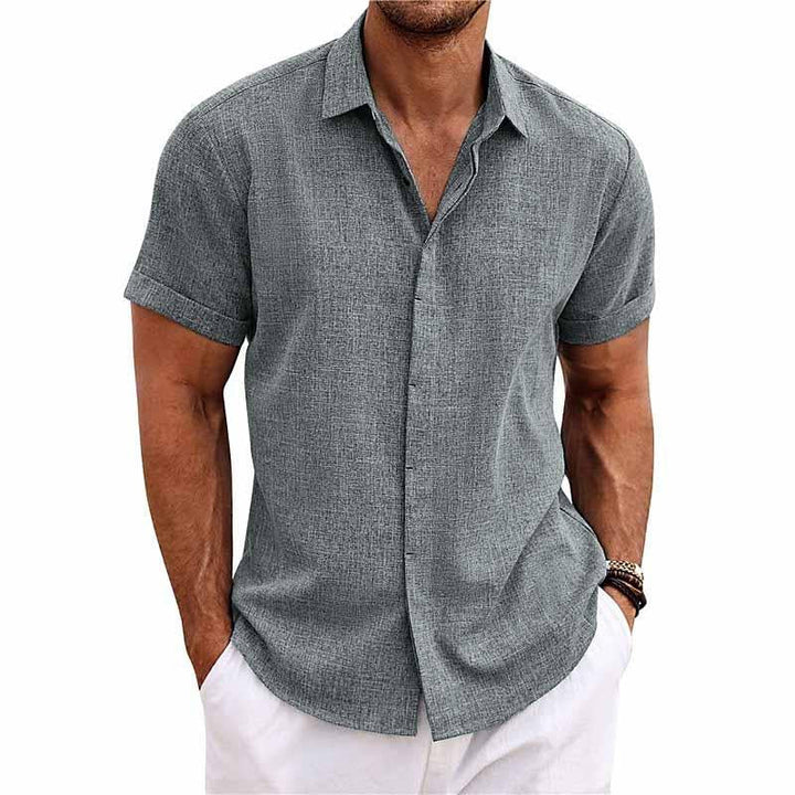 Théovand | Homme Chemise Lin Manches Courtes - Black - Image 3